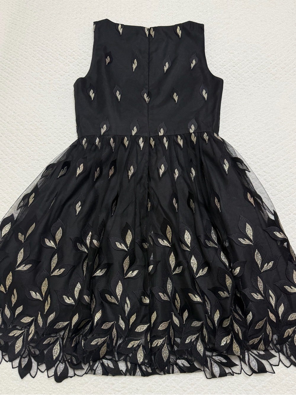 Anthropologie Shoshanna Joalyn Metallic Black Dress with Embroidered Gold Leaves - Picture 12 of 12